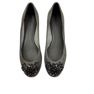 Banana Republic Gray Suede Rhinestone Detail Ballet Flats Women's Size 6